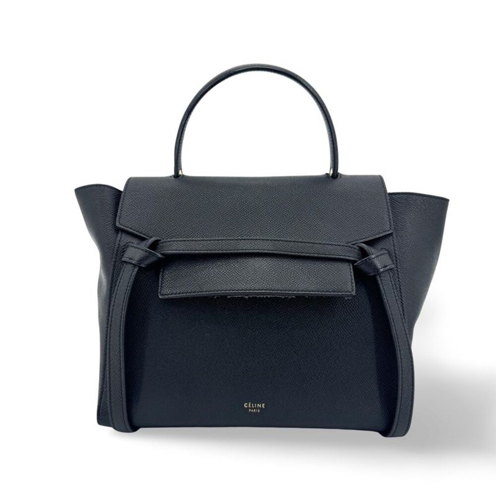 Celine Belt Calfskin Black Leather Handbag